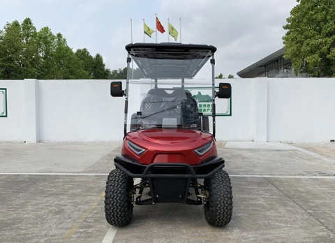 red lifted golf cart