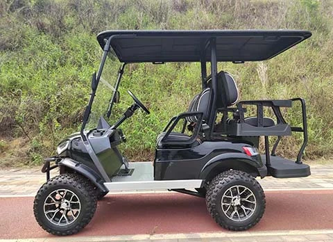 white lifted electric golf cart