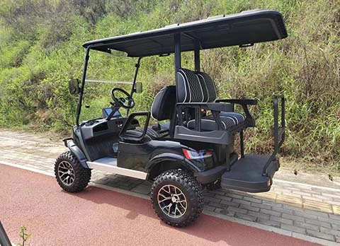 black electric lifted golf cart