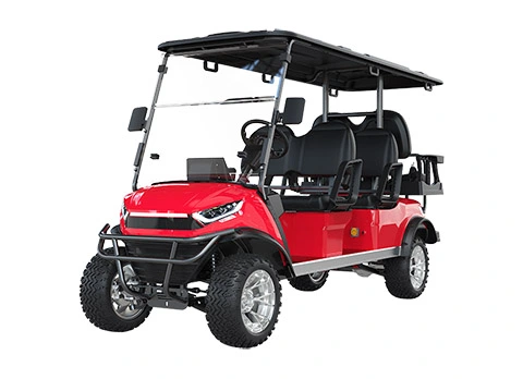 red lifted golf cart